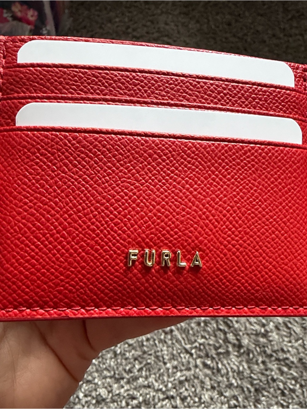 Furla Red Saffiano Leather Slim Card Case - Picture 6 of 7